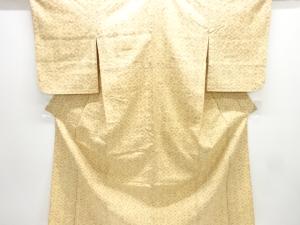 亀甲に花模様織出し手織り真綿小千谷紬単衣着物